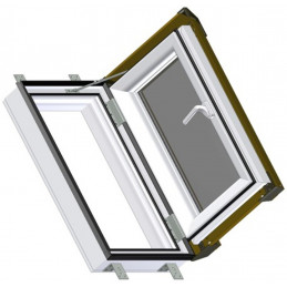 Kunststoff-Dachausstiegsfenster | 55x78 cm (550x780 mm) | weiß mit braune Blechabdeckung | SKYLIGHT