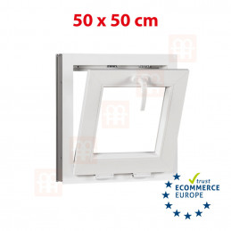 Kunststofffenster | 50x50 cm (500x500 mm) | weiß | Kipp-Fenster | 6 Kammern