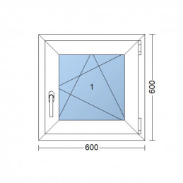Kunststofffenster | 60 x 60 cm (600 x 600 mm) | weiß | Dreh-Kipp-Fenster | rechts 