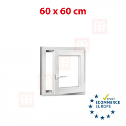Kunststofffenster | 60 x 60 cm (600 x 600 mm) | weiß| dreh-kipp | rechts | 6 Kammern
