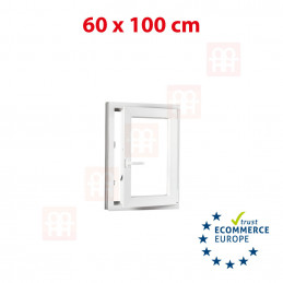 Kunststofffenster | 60x100 cm (600x1000 mm) | weiß | Dreh-Kipp-Fenster | rechts | 6 Kammern