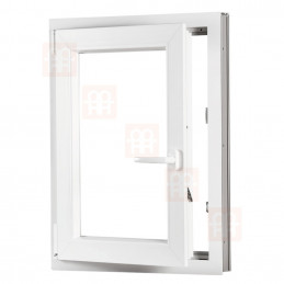 Kunststofffenster | 60x100 cm (600x1000 mm) | weiß | Dreh-Kipp-Fenster | links