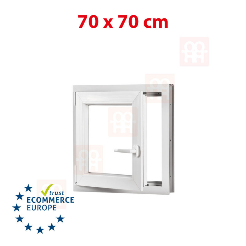 Kunststofffenster | 70x70 cm (700x700 mm) | weiß | Dreh-Kipp-Fenster | links