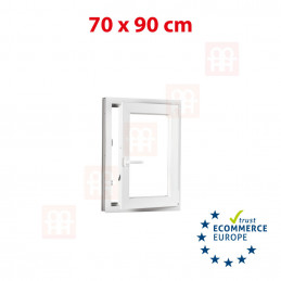 Kunststofffenster | 70x90 cm (700x900 mm) | weiß | Dreh-Kipp-Fenster | rechts | 6 Kammern