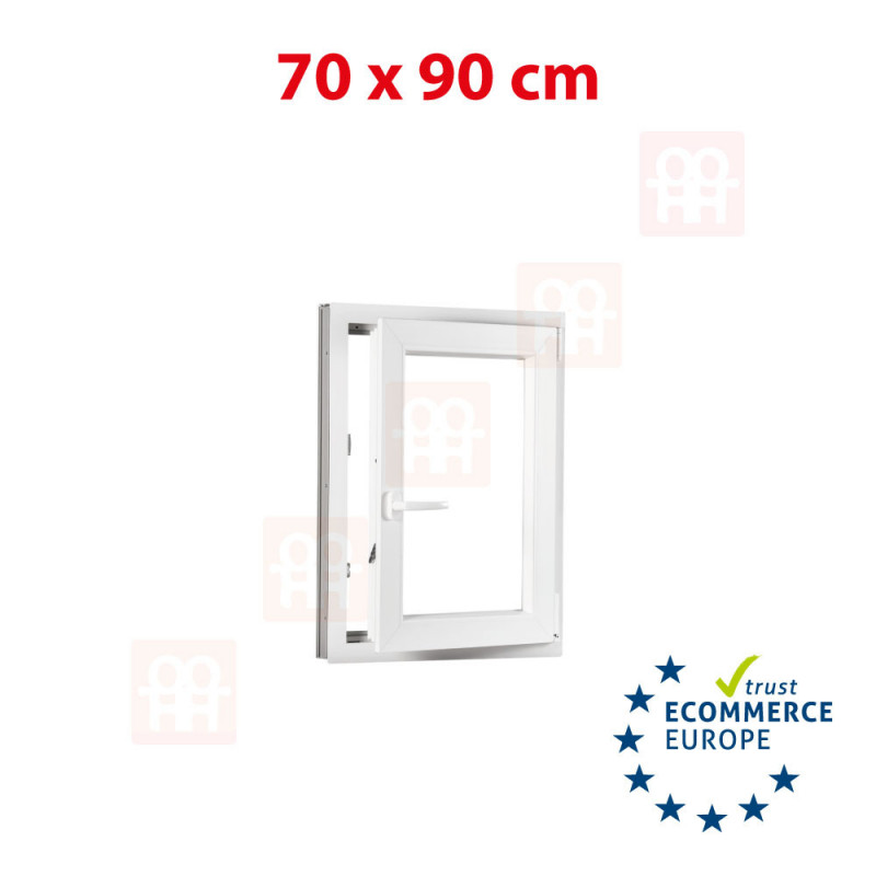 Kunststofffenster | 70 x 90 cm (700 x 900 mm) | weiß | Dreh-Kipp-Fenster | rechts 