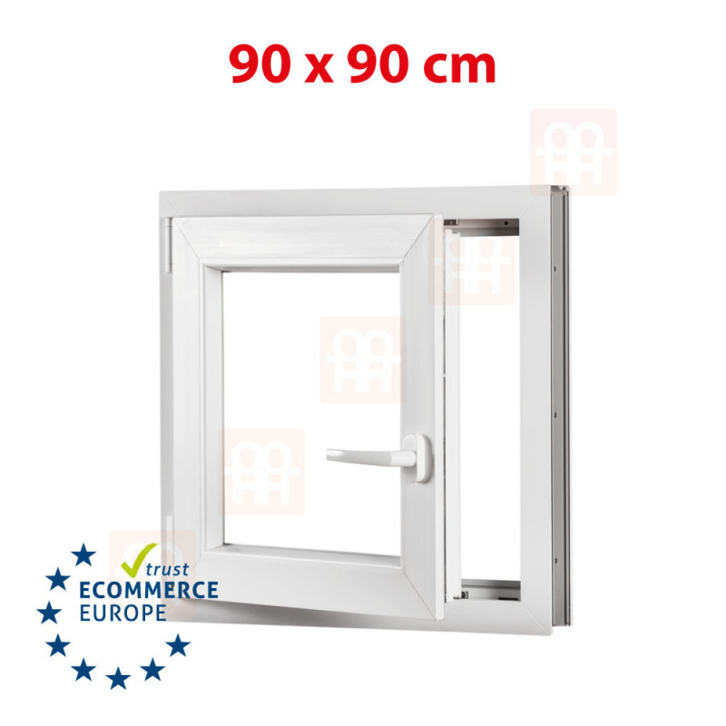 900 mm x 600 mm Farbe weiß 70 mm Bautiefe BxH Kunststoff-Fenster Dreh-Kipp