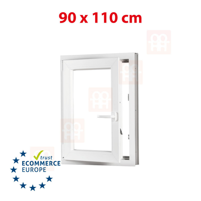 Kunststofffenster | 90x110 cm (900x1100 mm) | weiß | Dreh-Kipp-Fenster | links | 6 Kammern