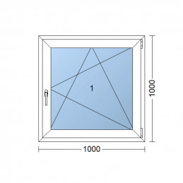 Kunststofffenster | 100 x 100 cm (1000 x 1000 mm) | weiß | Dreh-Kipp-Fenster | rechts 
