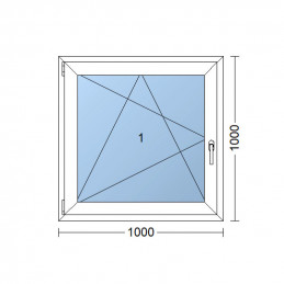 Kunststofffenster | 100x100 cm (1000x1000 mm) | weiß | Dreh-Kipp-Fenster | links | 6 Kammern