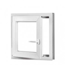 Kunststofffenster | 100x100 cm (1000x1000 mm) | weiß | Dreh-Kipp-Fenster | links | 6 Kammern