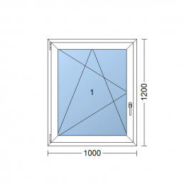 Kunststoff-Fenster Dreh-Kipp 900 mm x 600 mm Farbe weiß 70 mm Bautiefe BxH