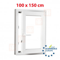 Kunststofffenster | 100x150 cm (1000x1500 mm) | weiß | Dreh-Kipp-Fenster | rechts | 6 Kammern