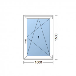 Kunststofffenster | 100 x 150 cm (1000 x 1500 mm) | weiß | Dreh-Kipp-Fenster | rechts 