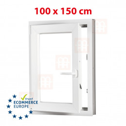 Kunststofffenster | 100x150 cm (1000x1500 mm) | weiß | Dreh-Kipp-Fenster | links | 6 Kammern