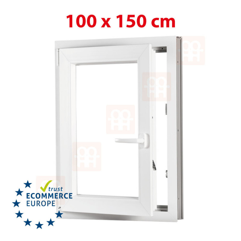 Kunststofffenster | 100x150 cm (1000x1500 mm) | weiß | Dreh-Kipp-Fenster | links | 6 Kammern