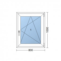 Kunststofffenster | 80 x 100 cm (800 x 1000 mm) | weiß | Dreh-Kipp-Fenster | rechts 