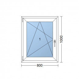 Kunststofffenster | 80x100 cm (800x1000 mm) | weiß | Dreh-Kipp-Fenster | links