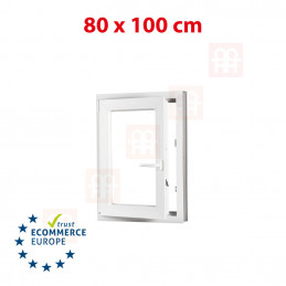 Kunststofffenster | 80x100 cm (800x1000 mm) | weiß | Dreh-Kipp-Fenster | links