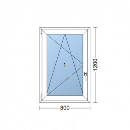 Kunststofffenster | 80x120 cm (800x1200 mm) | weiß | Dreh-Kipp-Fenster | links | 6 Kammern