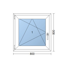 Kunststofffenster | 80x80 cm (800x800 mm) | weiß | Dreh-Kipp-Fenster | links