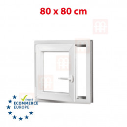 Kunststofffenster | 80x80 cm (800x800 mm) | weiß | Dreh-Kipp-Fenster | links | 6 Kammern