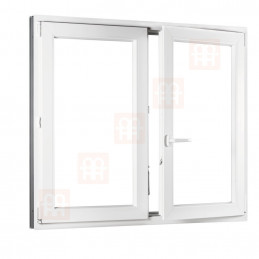 Kunststofffenster | 150x150 cm (1500x1500 mm) | weiß | Zweiflügelige ohne Pfosten | rechts