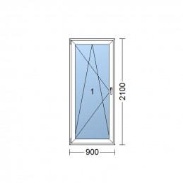 Kunststoff-Balkontüren | 90 x 210 cm (900 x 2100 mm) | weiß | Dreh-Kipp | links