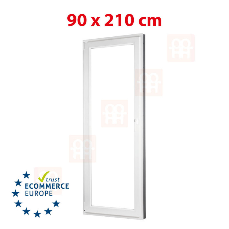 Kunststofftür | 90 x 210 cm (900 x 2100 mm) | weiß | Balkontüren | Dreh-Kipp | links | 5 Kammern