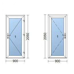 Nebeneingangstür  | 90x205 cm (900x2050 mm) | weiß | 2-fach-Isolierglas| rechts