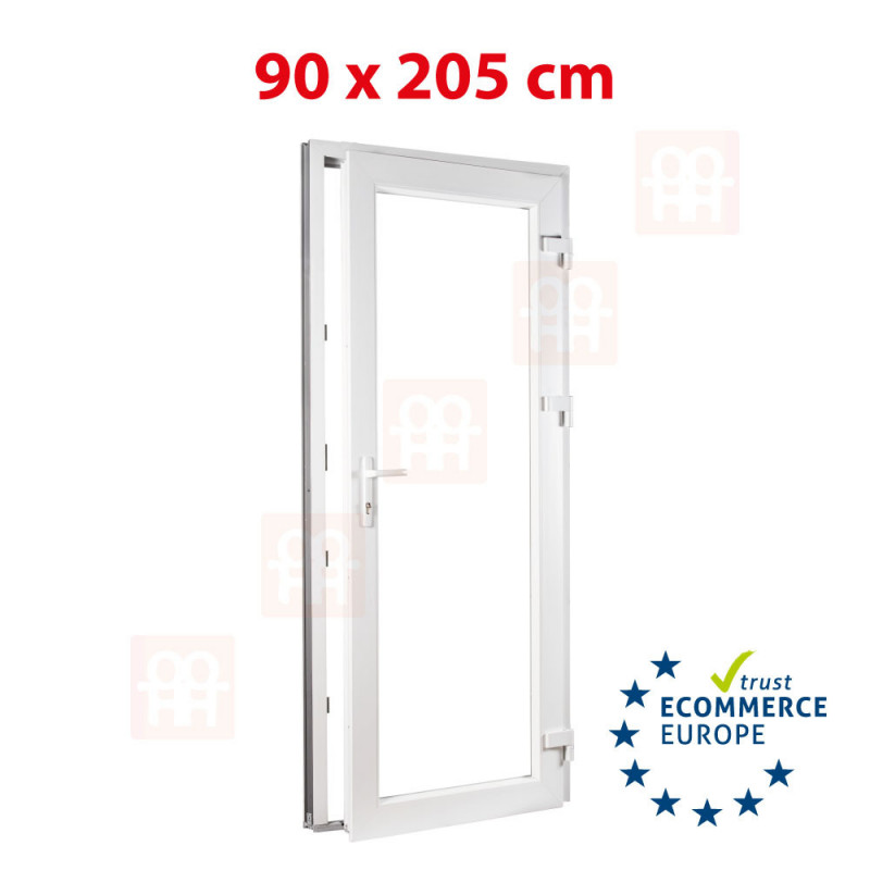 Kunststoff-Nebeneingangstür  | 90x205 cm (900x2050 mm) | weiß | Festverglasung | rechts