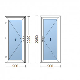 Nebeneingangstür  | 90x205 cm (900x2050 mm) | weiß | 2-fach-Isolierglas| links