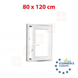 Kunststofffenster | 80x120 cm (800x1200 mm) | weiß | Dreh-Kipp-Fenster | rechts | 6 Kammern