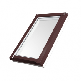 Dachfenster Kunststoff | 66x118 cm (660x1180 mm) | weiß mit brauner Blecheinrahmung | SKYLIGHT