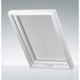 Dachfenster Kunststoff | 66x118 cm (660x1180 mm) | weiß mit brauner Blecheinrahmung | SKYLIGHT