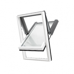 Dachfenster Kunststoff | 78x140 cm (780x1400 mm) | weiß mit grauer Blecheinrahmung | SKYLIGHT