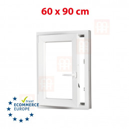 Kunststofffenster | 60x90 cm (600x900 mm) | weiß |Dreh-Kipp-Fenster | links 