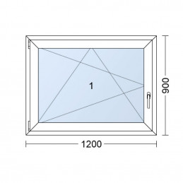 Kunststofffenster | 120x90 cm (1200x900 mm) | weiß |Dreh-Kipp-Fenster | links 