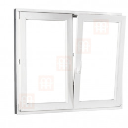 Kunststofffenster | 130x130 cm (1300x1300 mm) | weiß | Zweiflügelige ohne Pfosten | rechts  | 3-FACH VERGLASUNG
