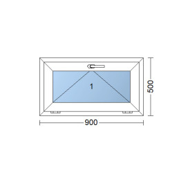 Kunststofffenster 90x50 cm (900x500mm) Kipp-Fenster Weiße / Goldene Eiche