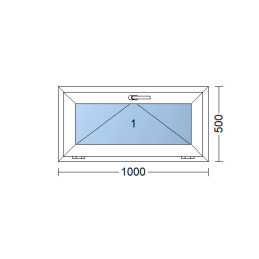 Kunststofffenster 100x50 cm (1000x500mm) Kipp-Fenster Weiße / Goldene Eiche