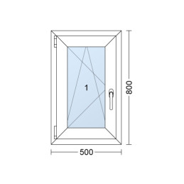 Kunststofffenster 50x80 cm (500x800mm) Dreh-Kipp-Fenster links Weiße / Goldene Eiche