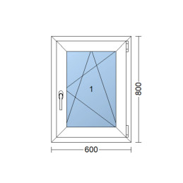 Kunststofffenster 60x80 cm (600x800mm) Dreh-Kipp-Fenster rechts Weiße / Goldene Eiche