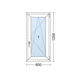 Kunststofffenster 60x120 cm (600x1200mm) Dreh-Kipp-Fenster rechts Weiße / Goldene Eiche