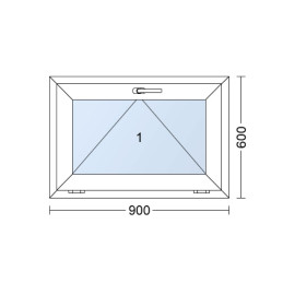 Kunststofffenster 90x60 cm (900x600mm) Kipp-Fenster Weiße / Anthrazit