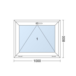 Kunststofffenster 100x80 cm (1000x800mm) Kipp-Fenster Weiße / Anthrazit