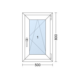 Kunststofffenster 50x80 cm (500x800mm) Dreh-Kipp-Fenster rechts Weiße / Anthrazit