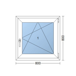 Kunststofffenster 80x80 cm (800x800mm) Dreh-Kipp-Fenster rechts Weiße / Anthrazit