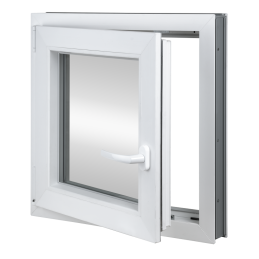 Kunststofffenster 80x80 cm (800x800mm) Dreh-Kipp-Fenster links Weiße / Goldene Eiche