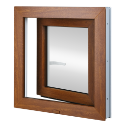 Kunststofffenster 80x80 cm (800x800mm) Dreh-Kipp-Fenster links Weiße / Goldene Eiche