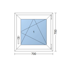 Kunststofffenster | 70 x 70 cm (700 x 700 mm) | weiß | Dreh-Kipp-Fenster | rechts